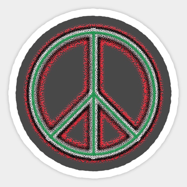 Peace Symbol in Palestine Flag Colors Sticker by Senjin